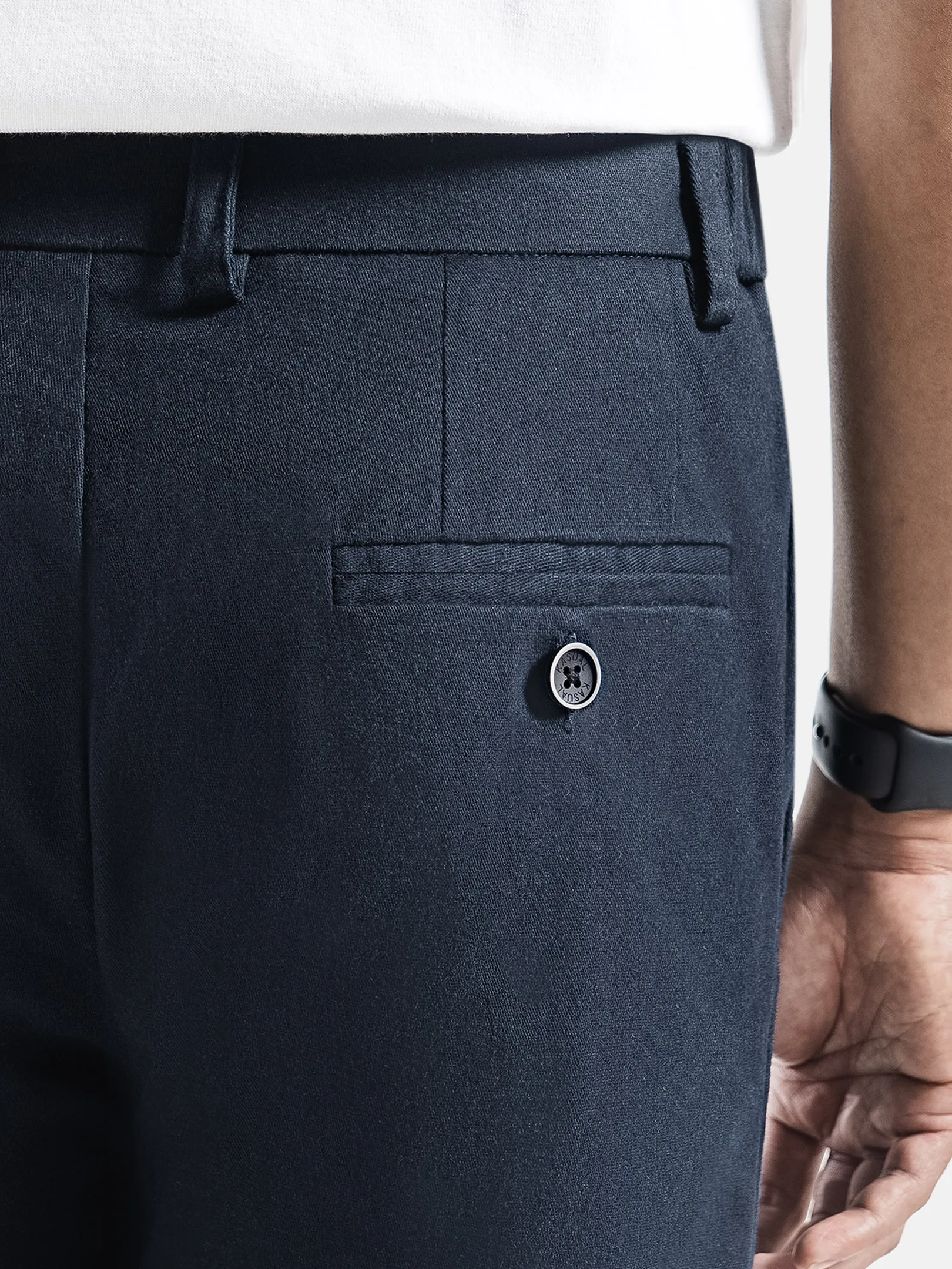 Celana Navy Smart Waist Ankle Chino
