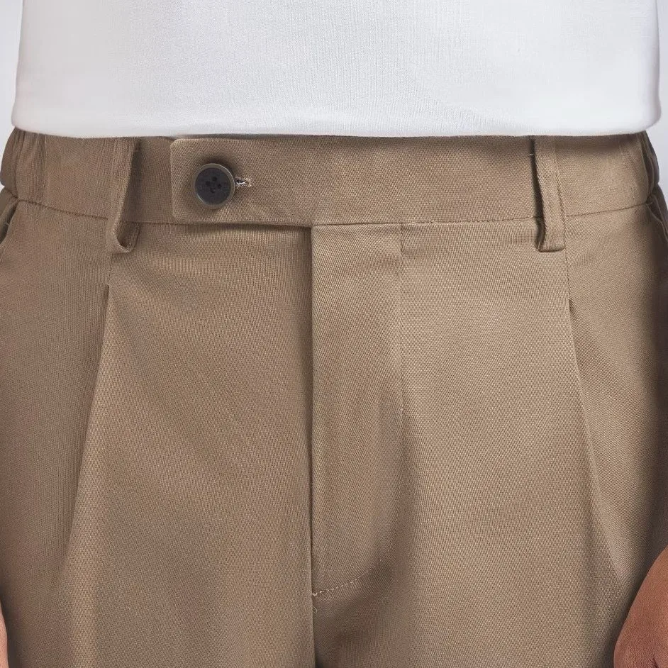 Cream Smart Waist Ankle Chino
