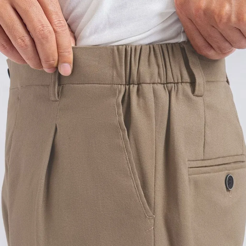 Cream Smart Waist Ankle Chino