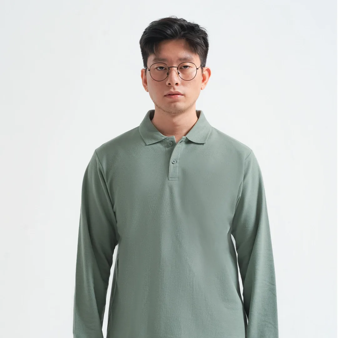 Longsleeve Rise Polo Sage Green