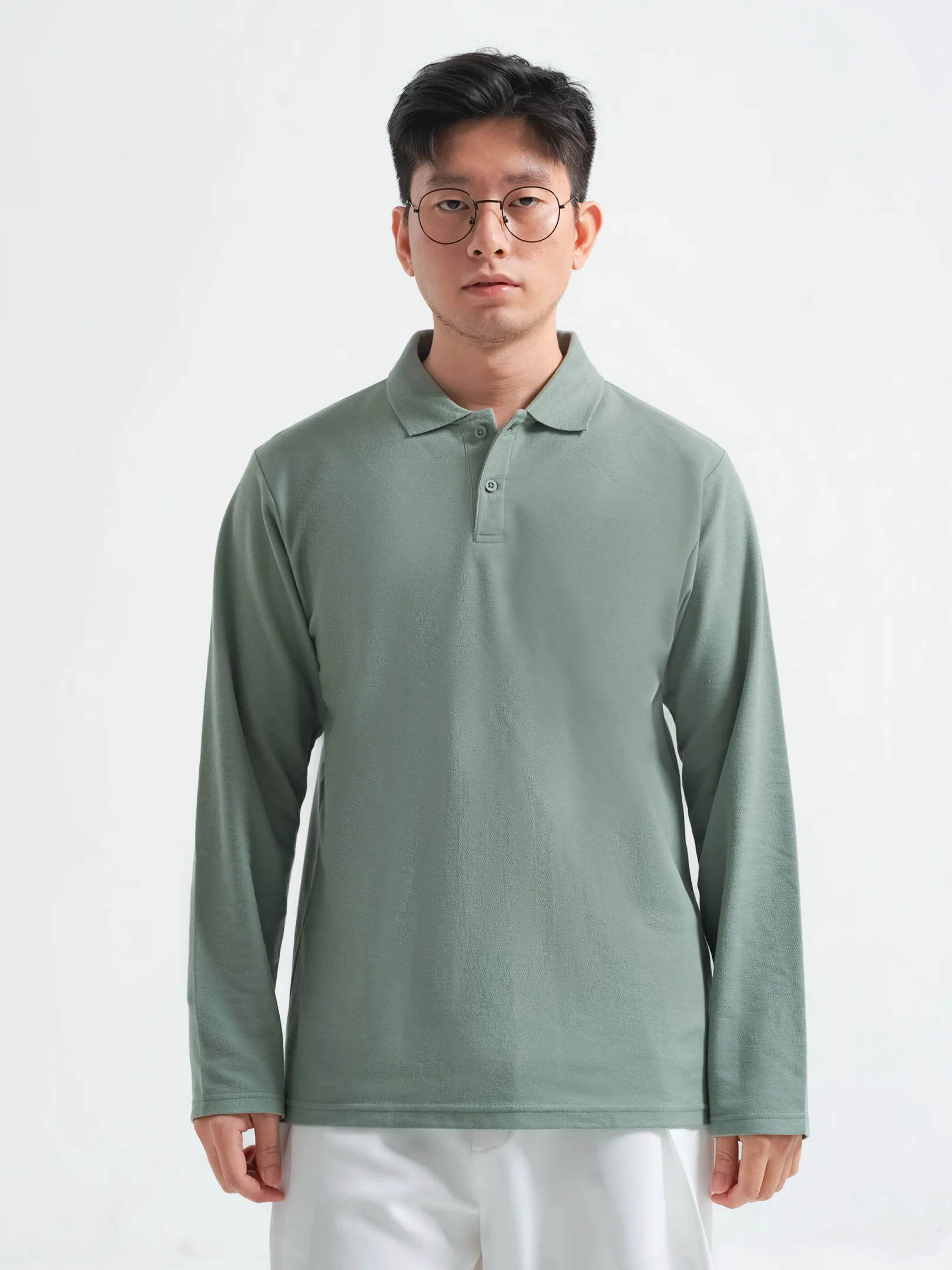 Longsleeve Rise Polo Sage Green