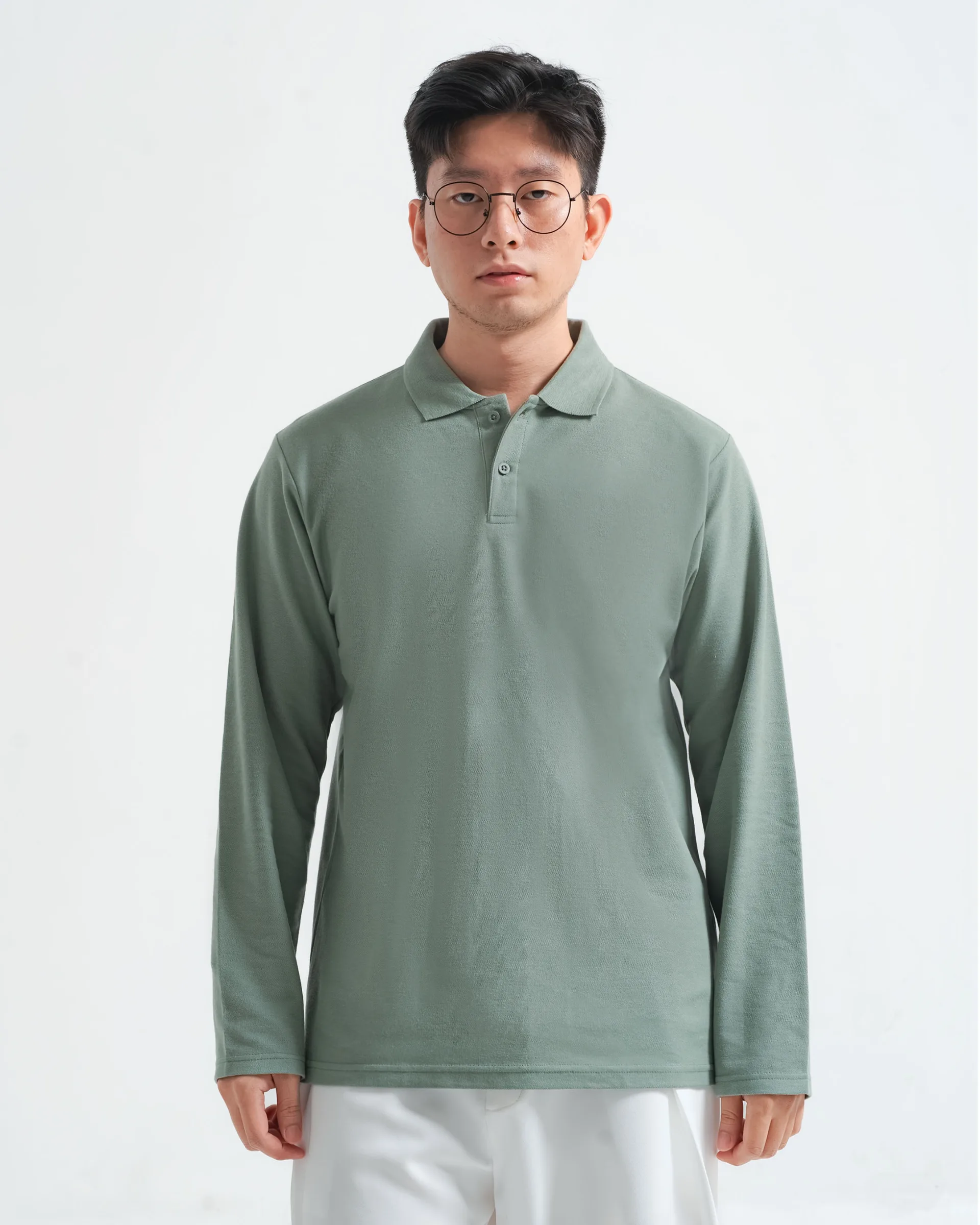 Longsleeve Rise Polo Sage Green