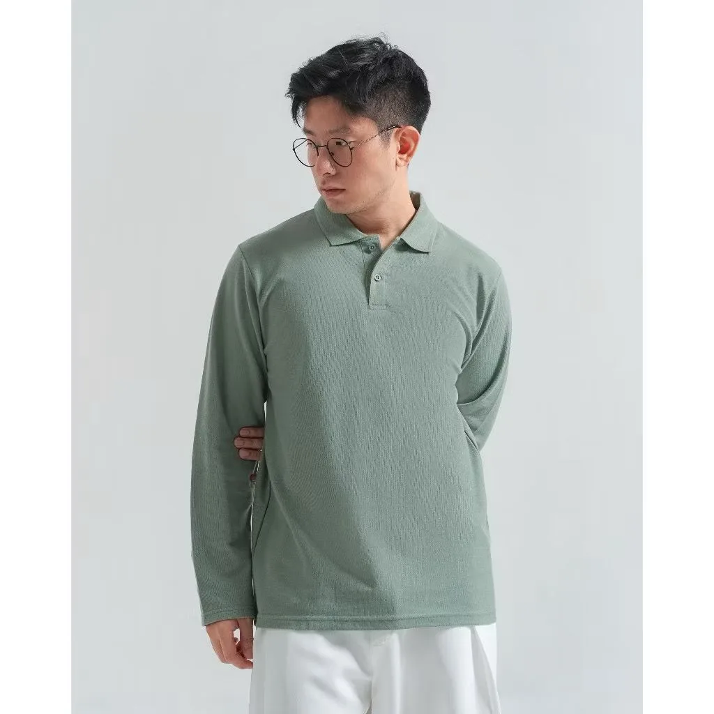 Longsleeve Rise Polo Sage Green