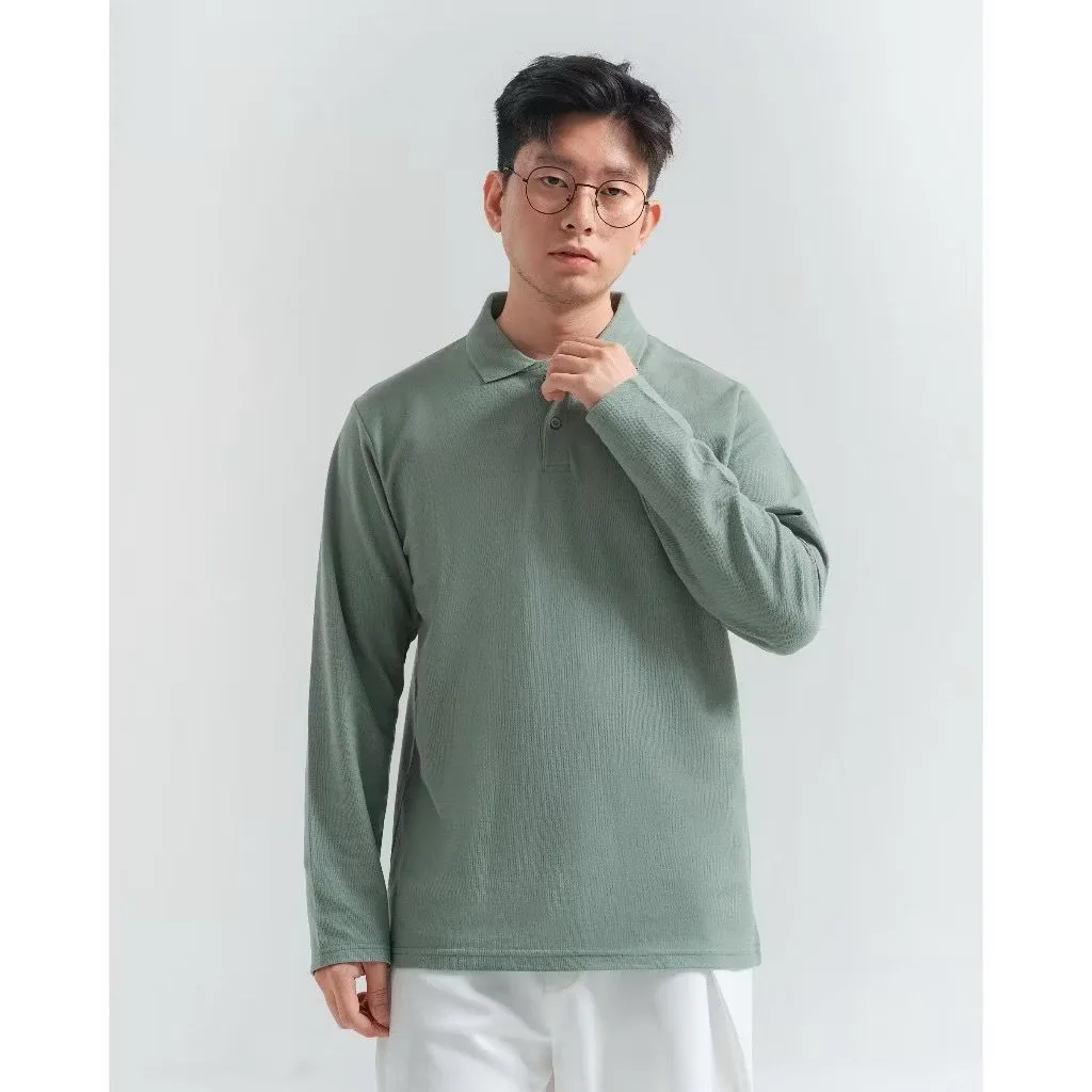 Longsleeve Rise Polo Sage Green