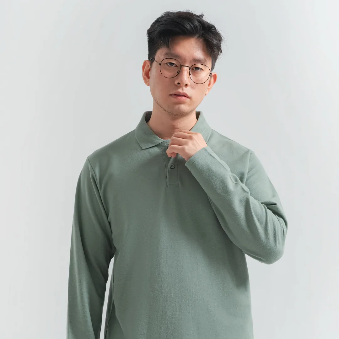 Longsleeve Rise Polo Sage Green