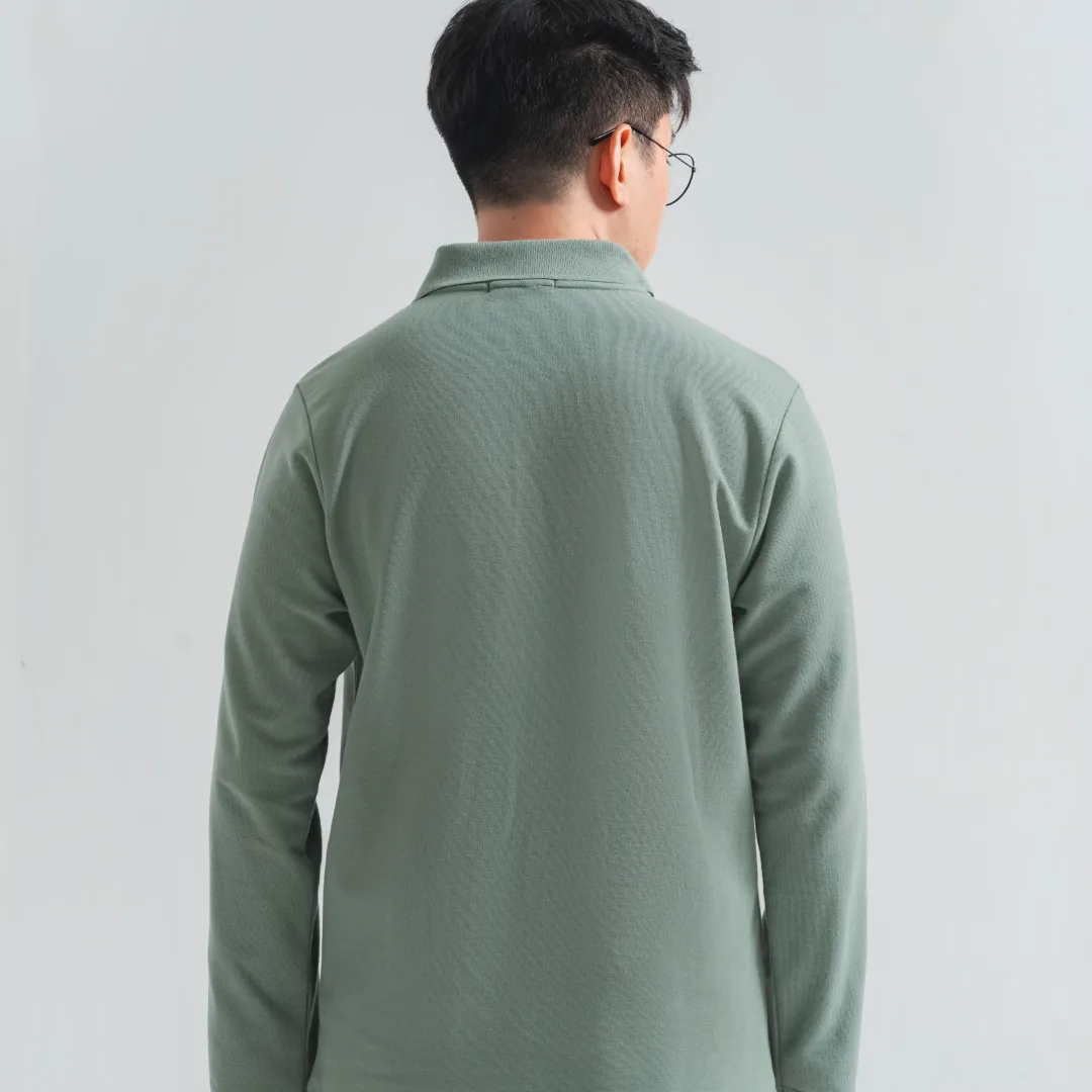 Longsleeve Rise Polo Sage Green