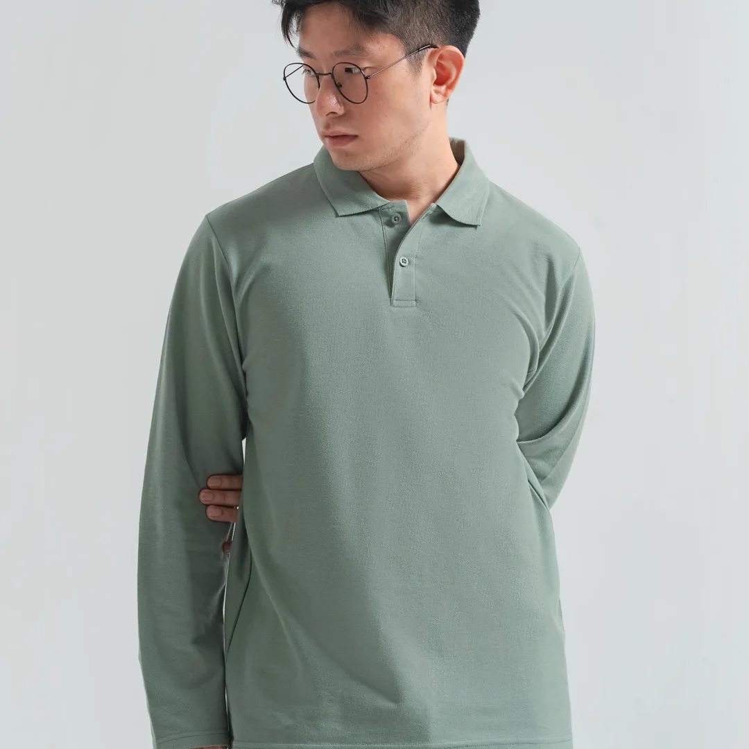 Longsleeve Rise Polo Sage Green