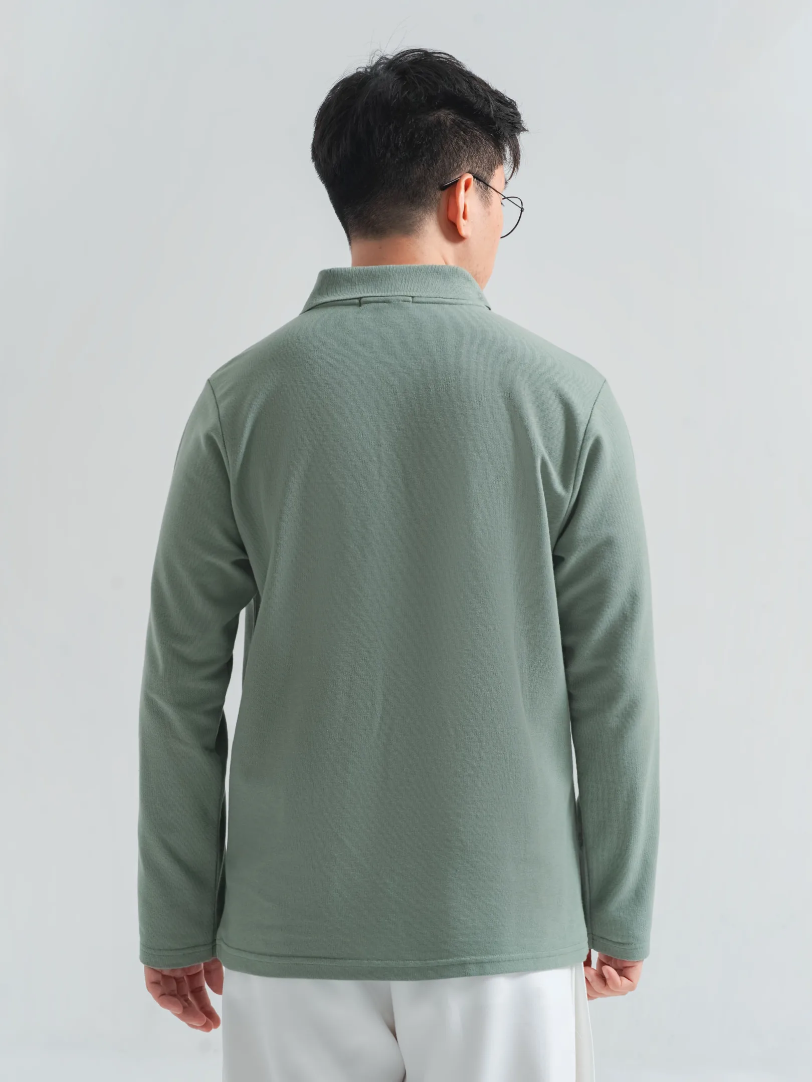 Longsleeve Rise Polo Sage Green