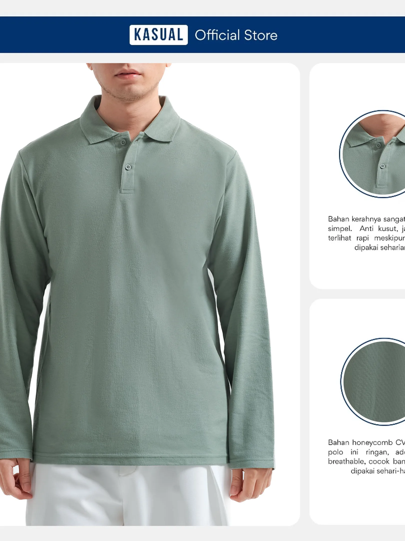 Longsleeve Rise Polo Sage Green
