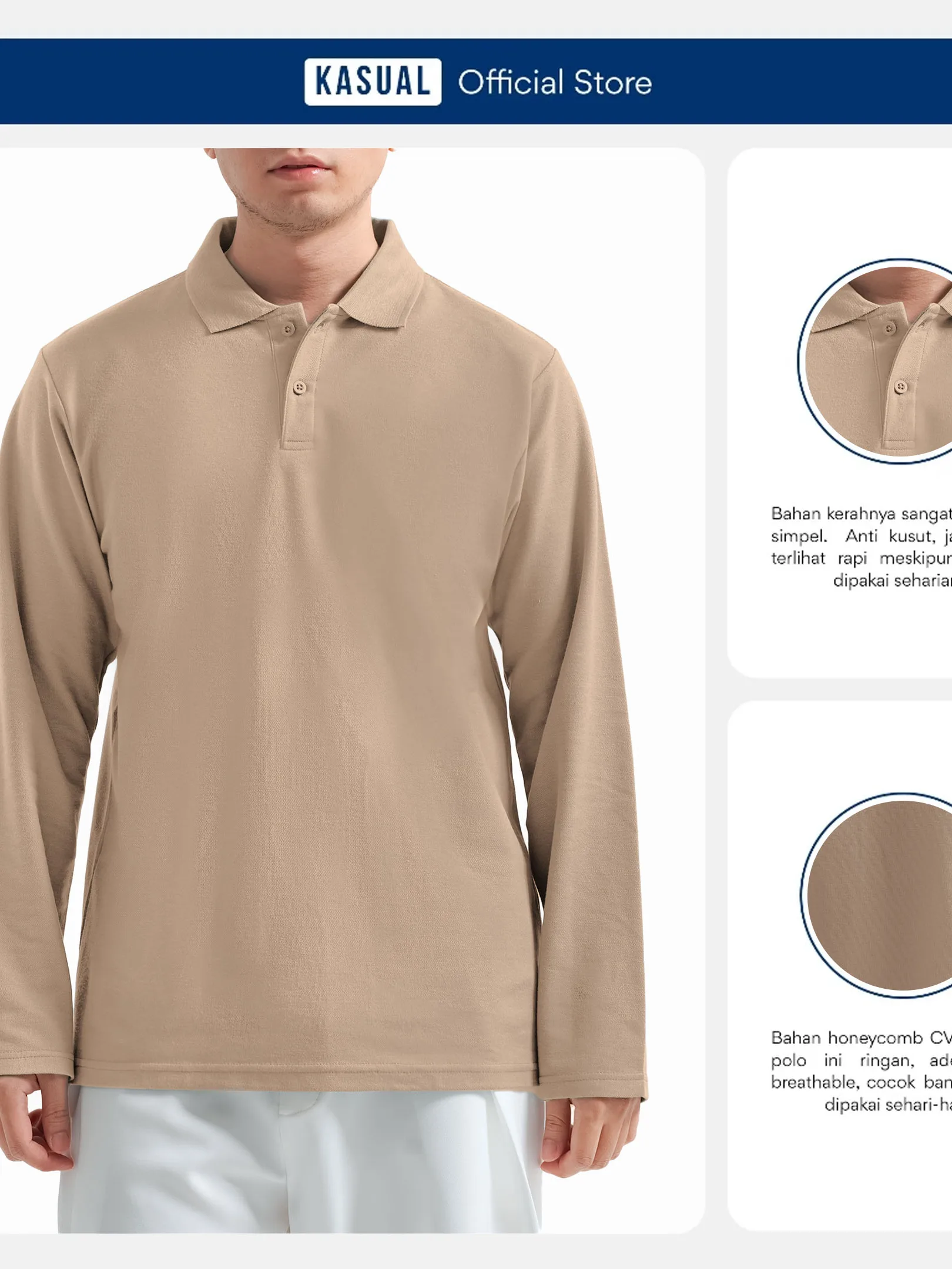 Longsleeve Rise Polo Khaki