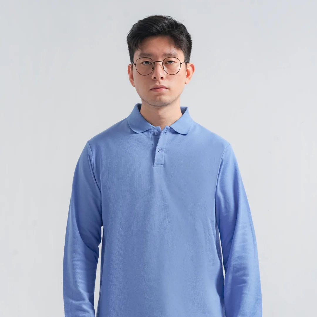 Longsleeve Rise Polo Ocean Blue