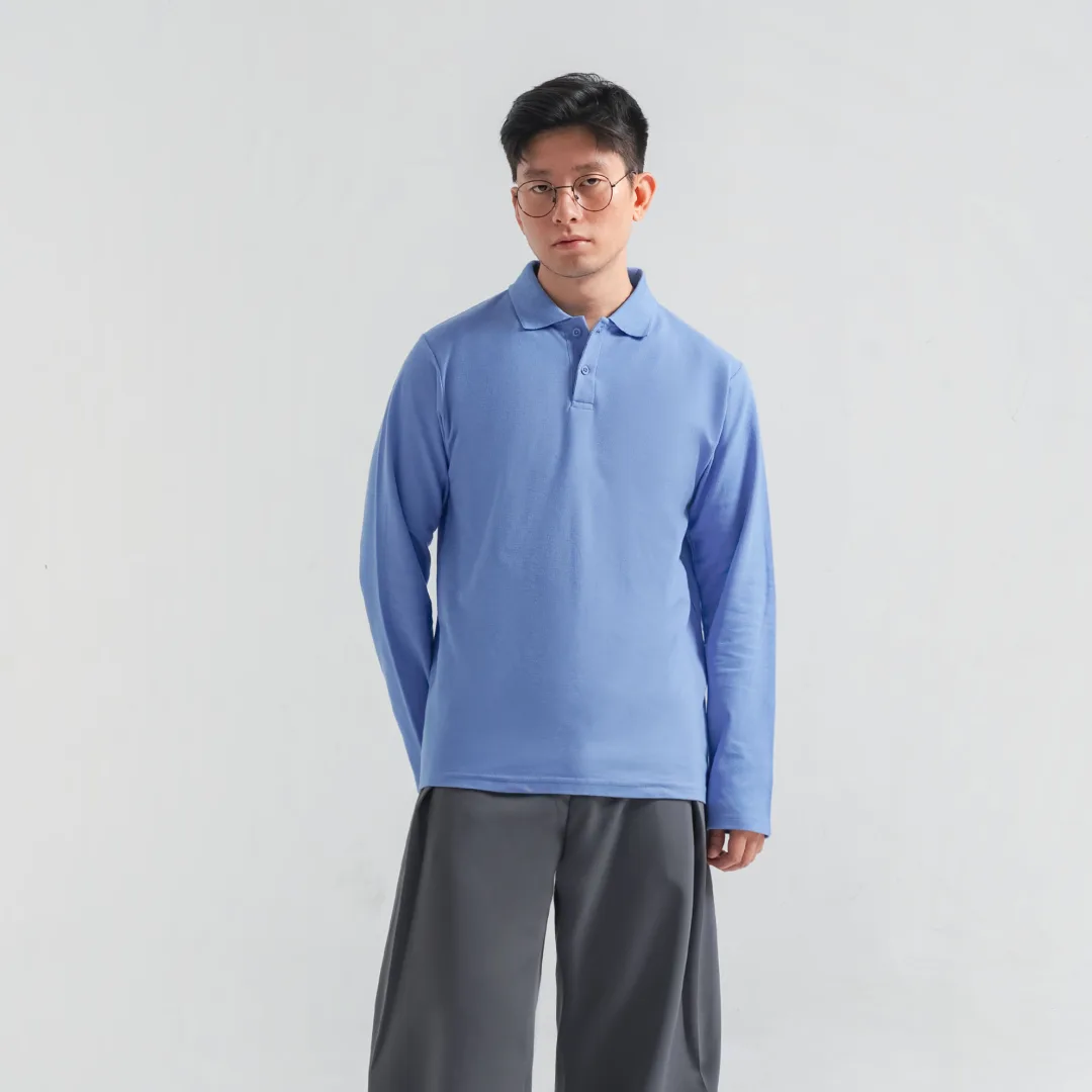 Longsleeve Rise Polo Ocean Blue