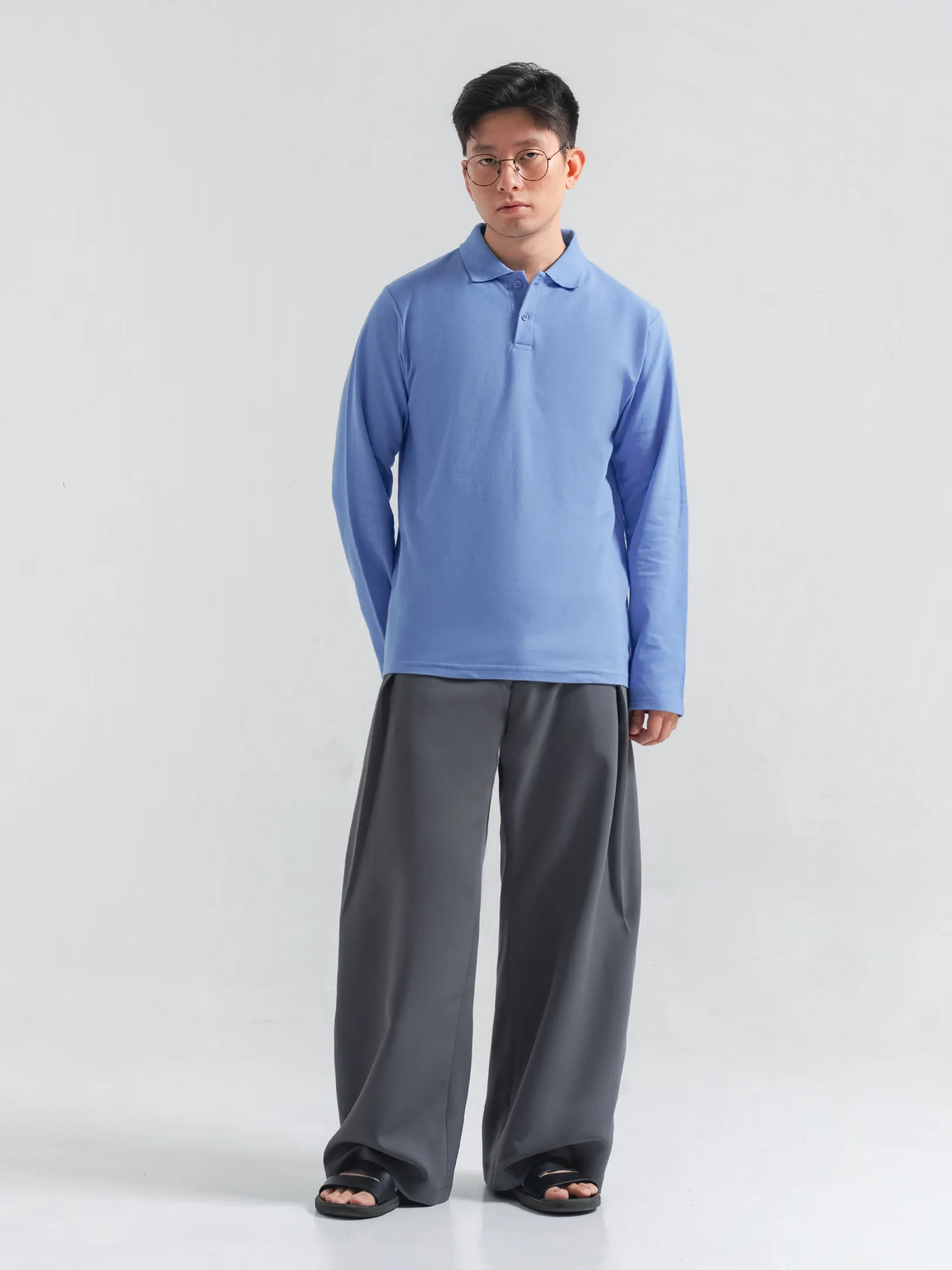 Longsleeve Rise Polo Ocean Blue