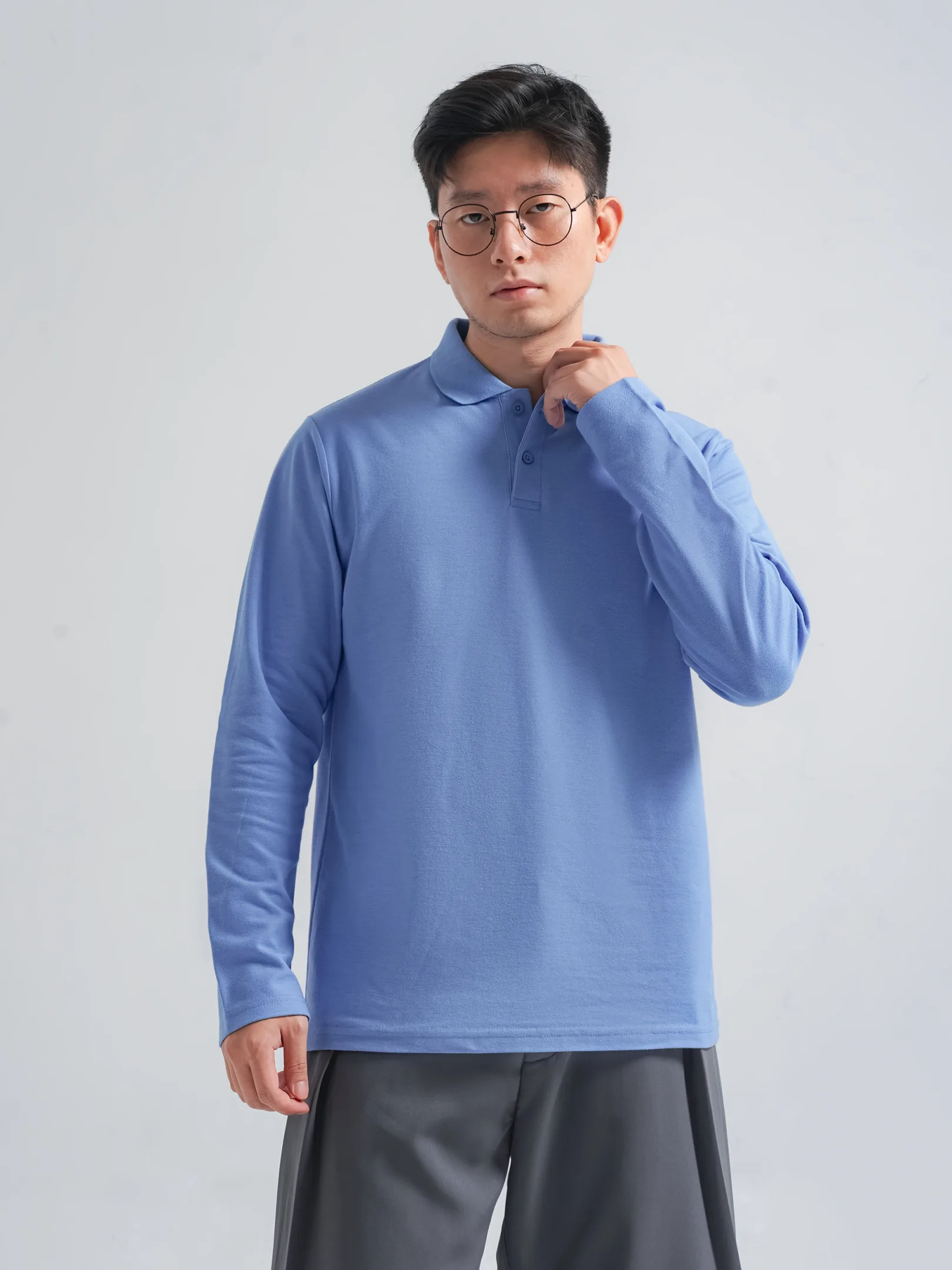 Longsleeve Rise Polo Ocean Blue