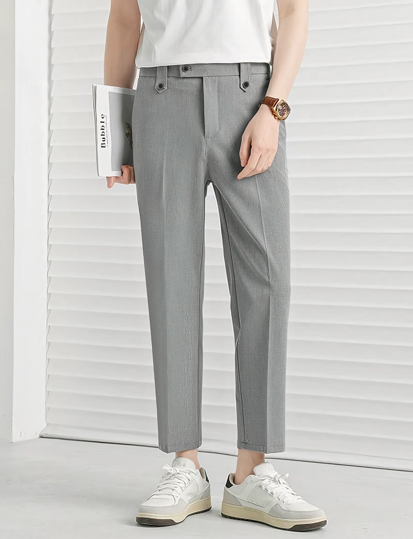 Pearl Grey Executive Ankle Pant