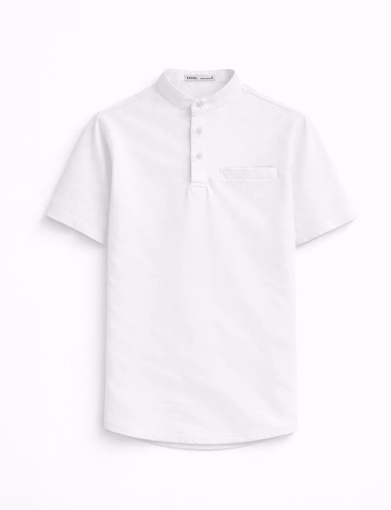 Kasual Kemeja Baju Koko White Cozy Lengan Pendek