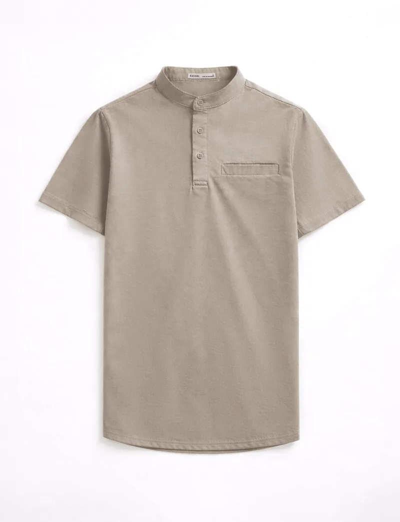 Kasual Kemeja Baju Koko Cream Cozy Lengan Pendek
