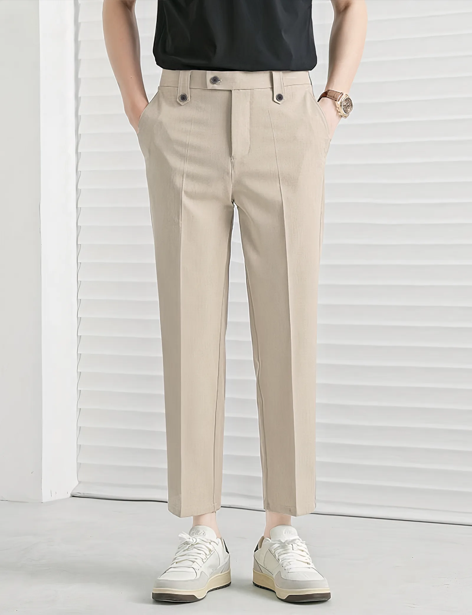 Cream Executive Ankle Pant