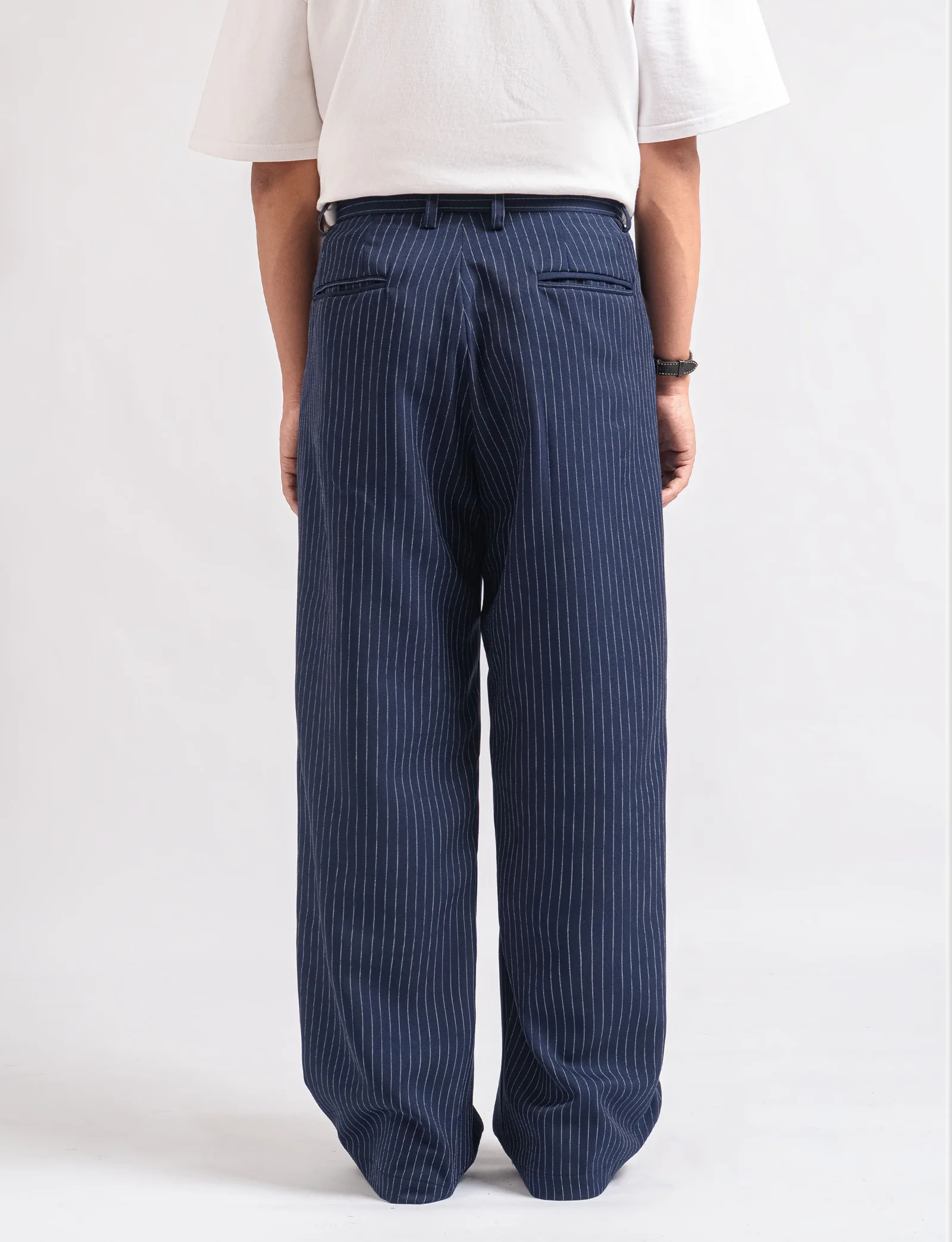 Navy Blue Stripe Classic Wide Pant