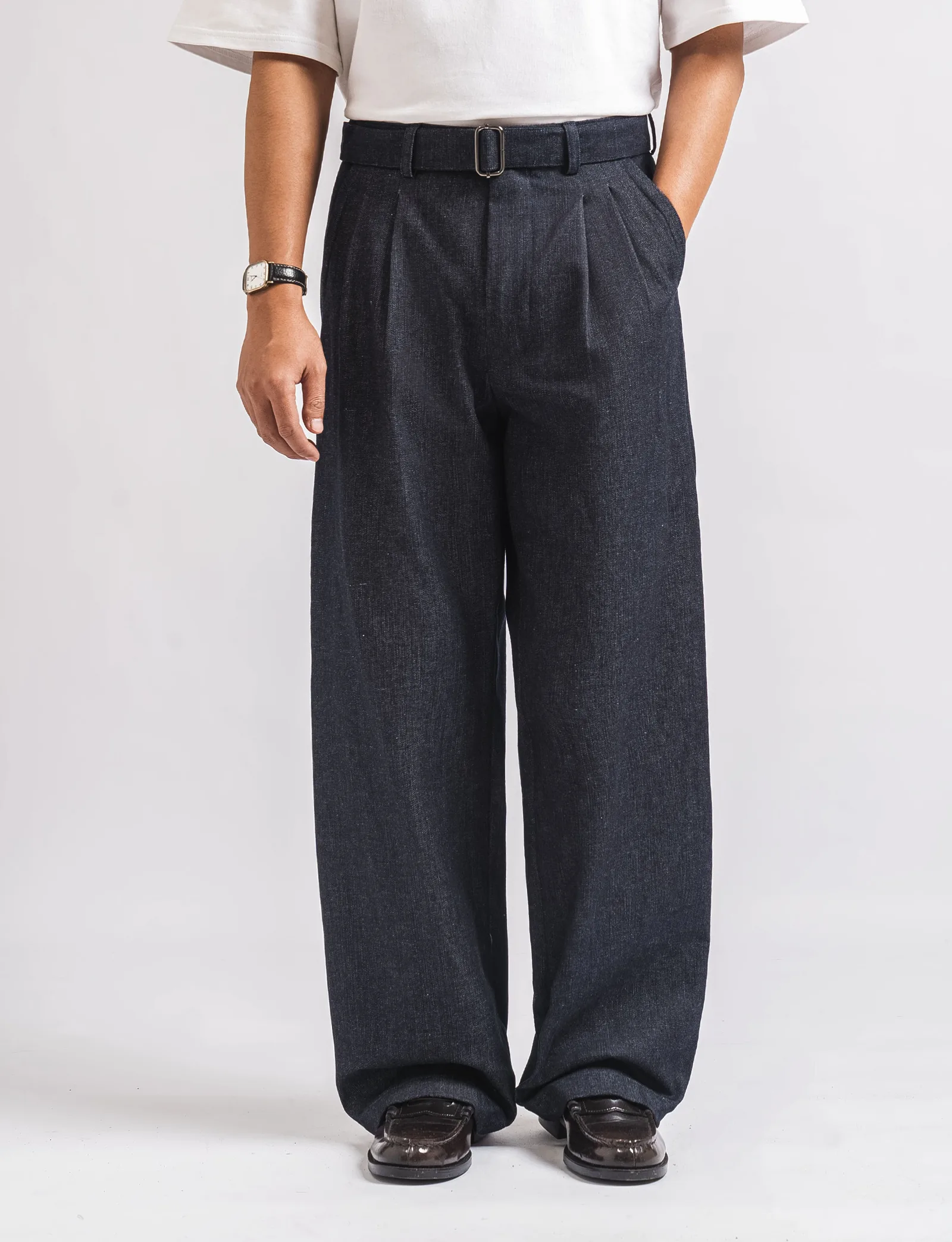Dark Blue Slub Elite Wide Raw Denim Pant
