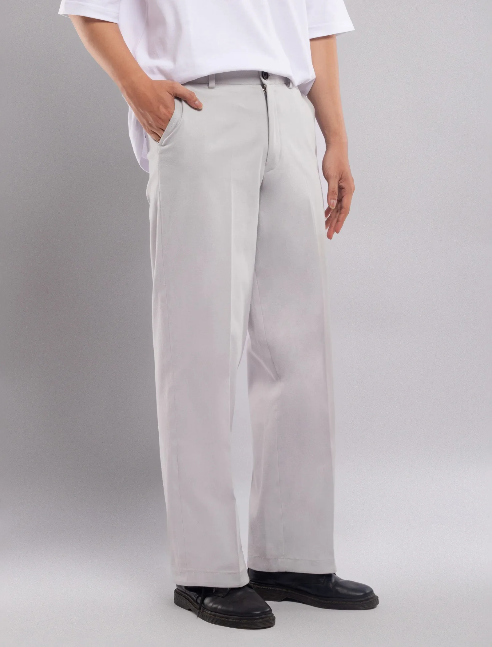 Silver Chino Wide Pant