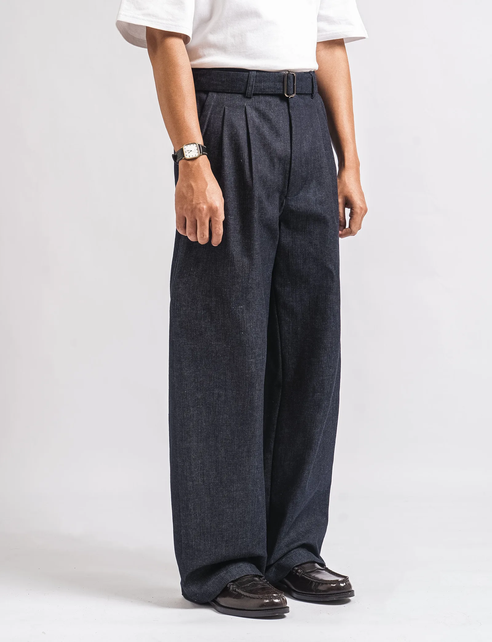 Dark Blue Slub Elite Wide Raw Denim Pant