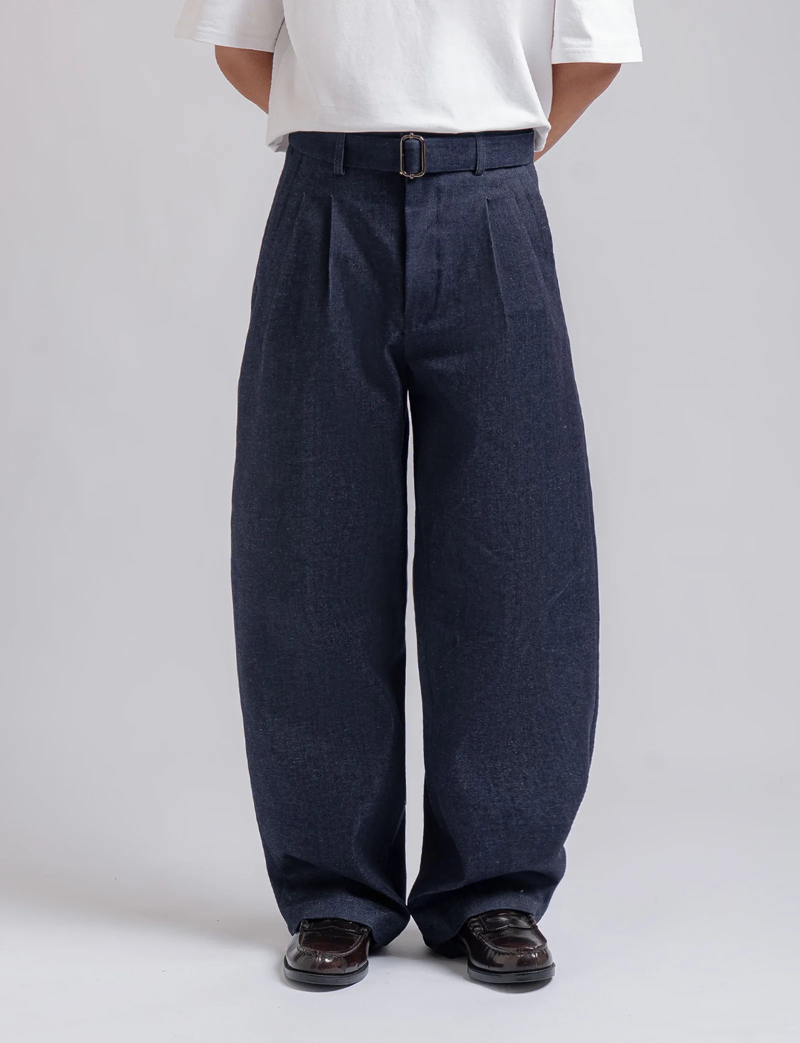 Navy Blue Elite Wide Raw Denim Pant