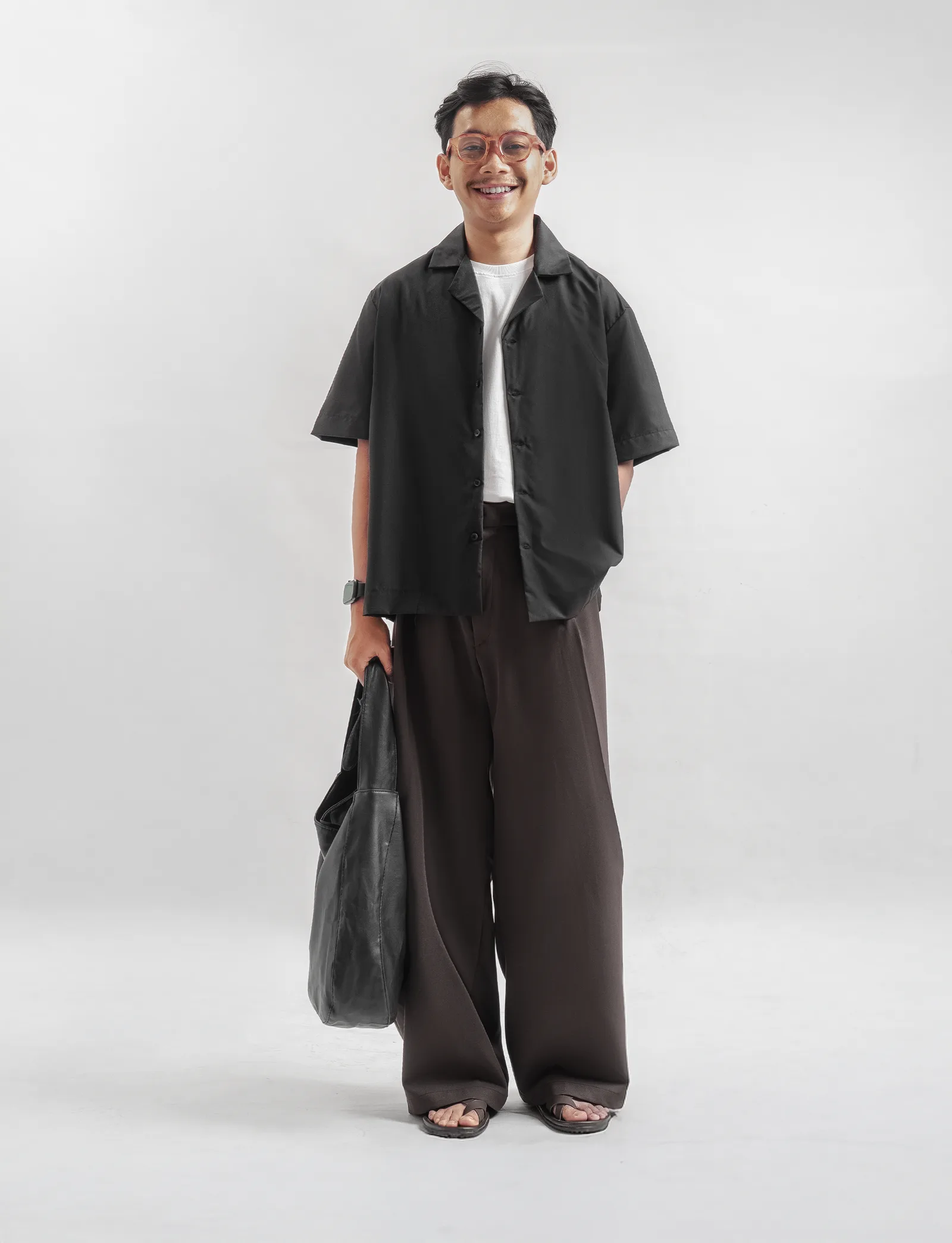 Black Brown Neu Pleated Wide Pant