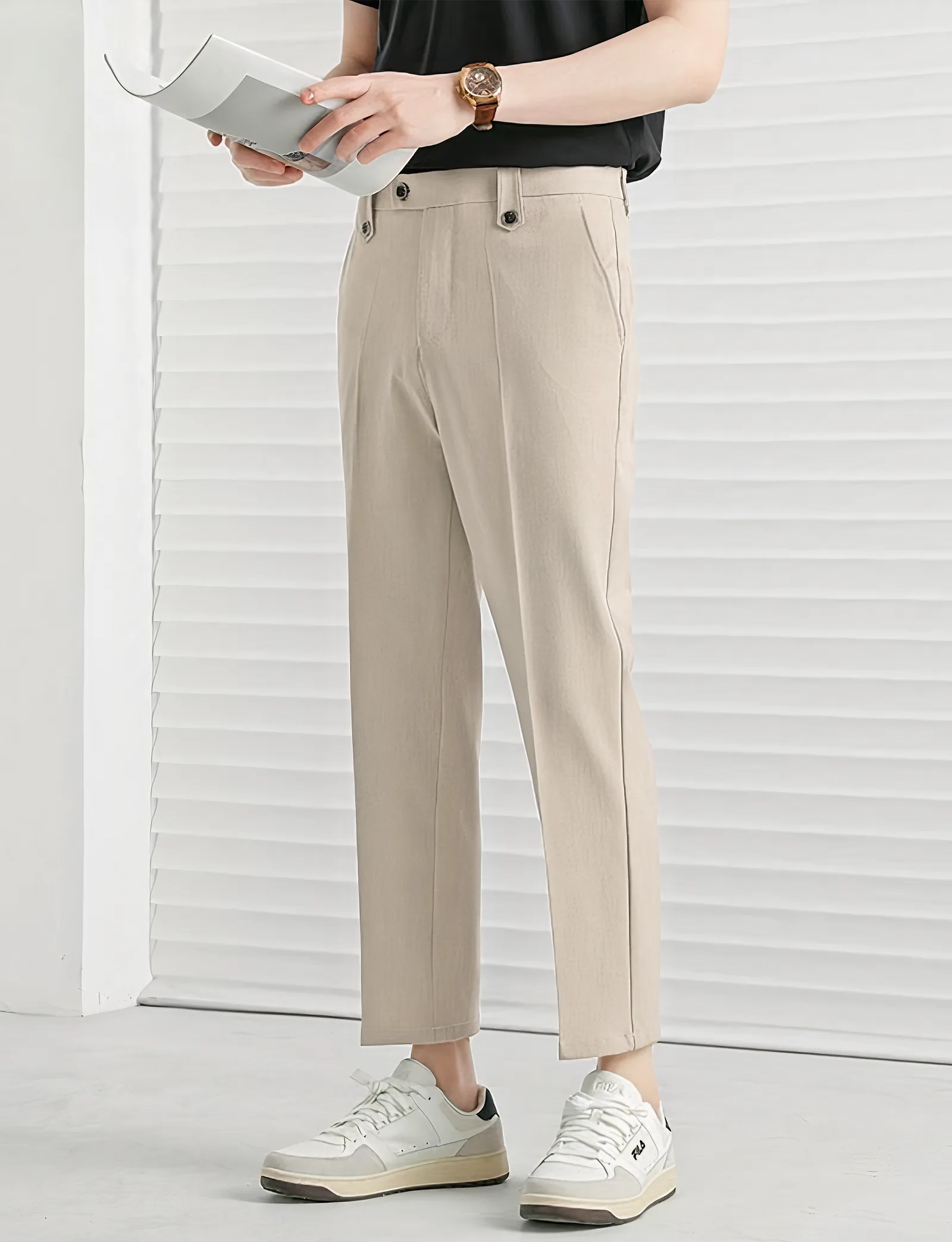 Cream Executive Ankle Pant