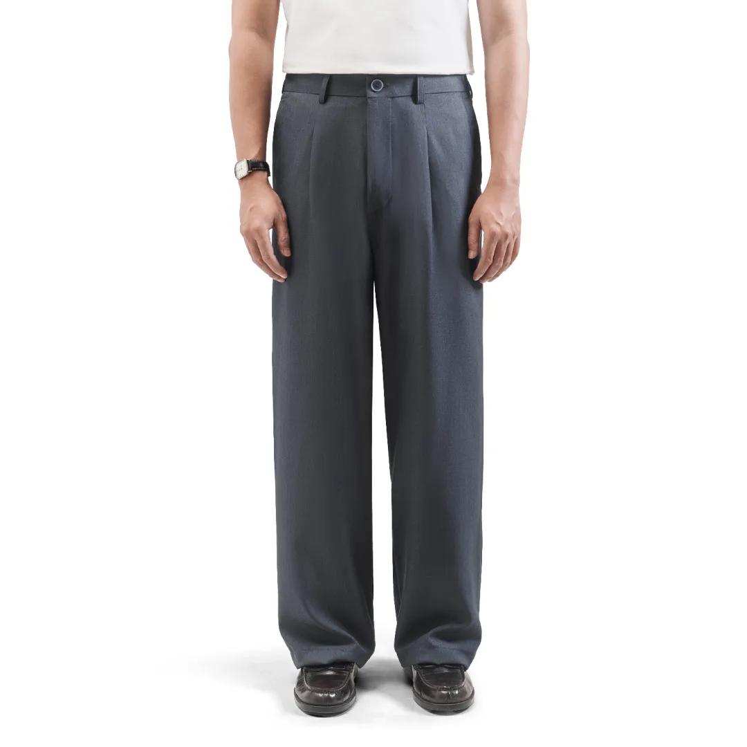 Grey regular fit pants for men with the widest waist range