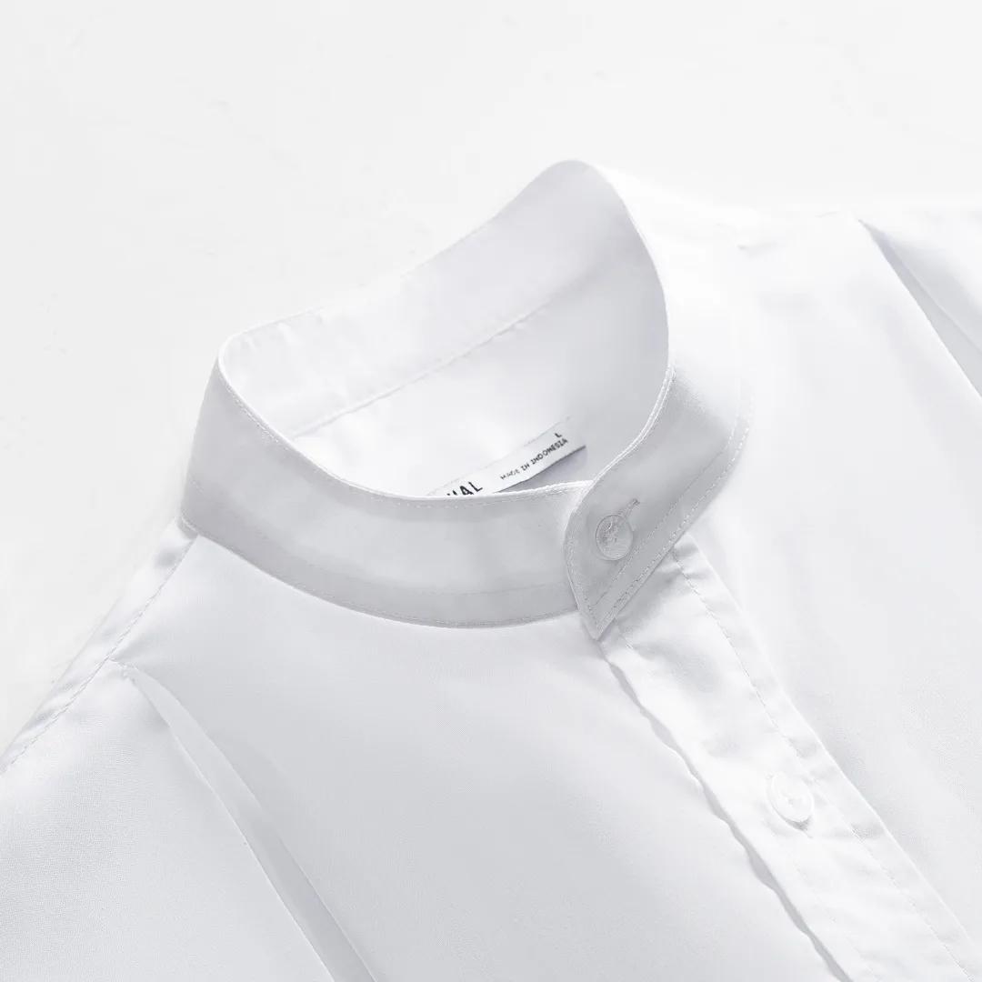Modern white koko shirt for men with a mandarin collar